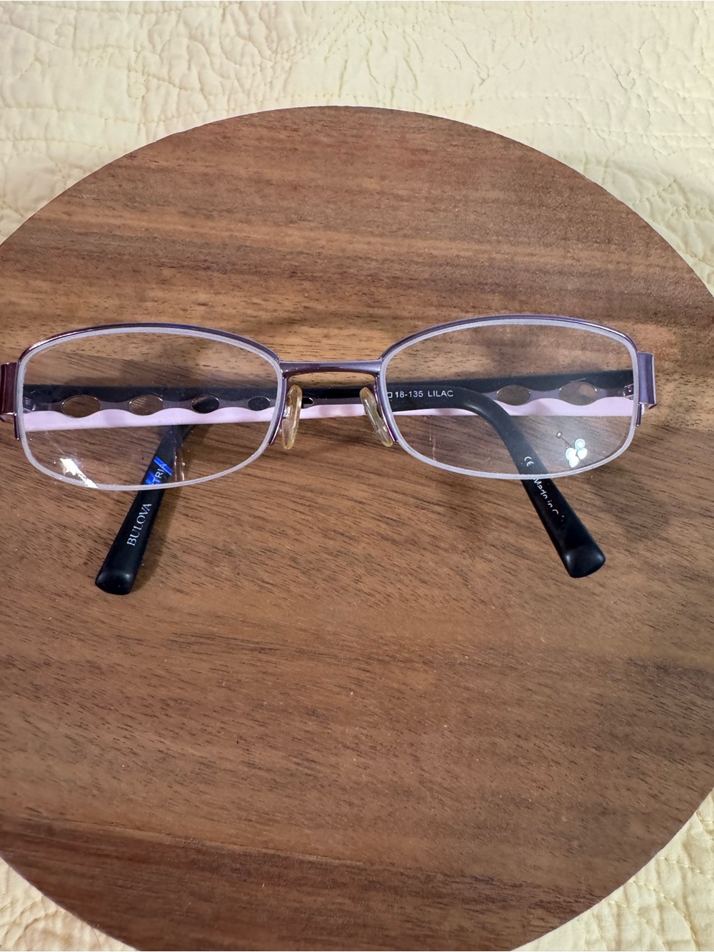 Bulova Istria Lilac and Black Rectangular Eyeglass Frames
